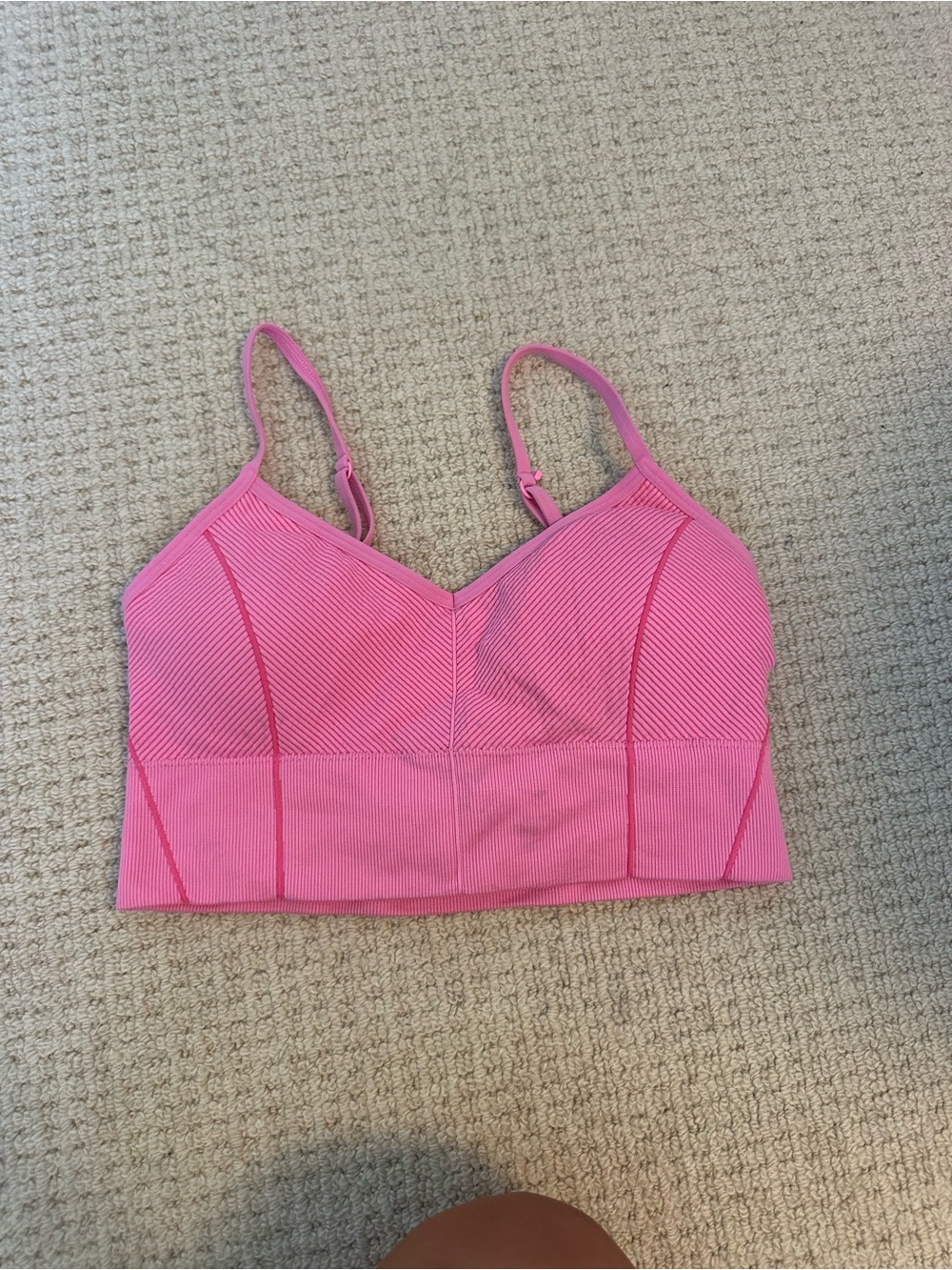 aerie Pink Ribbed Longline Bralette
